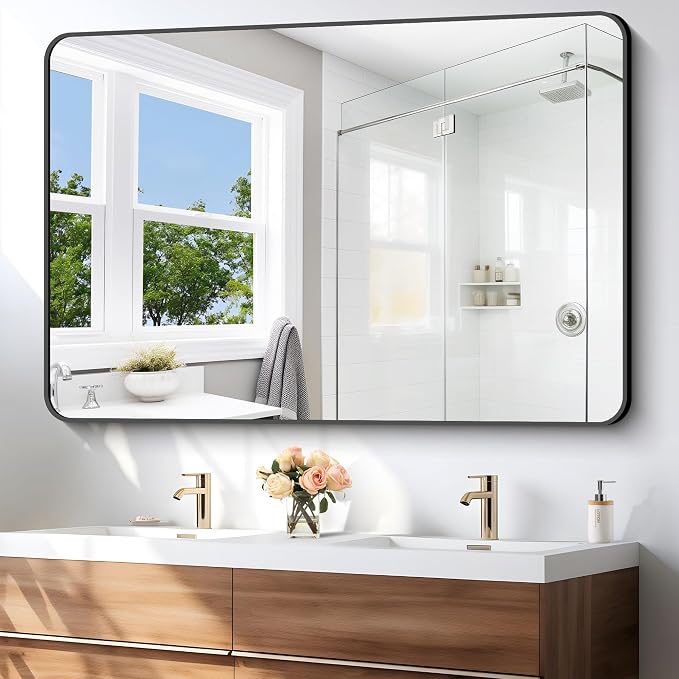 55x36 inch Bathroom Mirror, Wall Mounted Bathroom Frame Vanity Mirror - Image 3