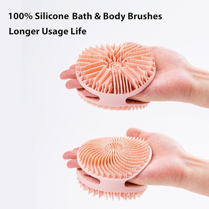 2 PC Silicone Exfoliating Body Scrubber, Silicone Body Shampoo Brush, Soft - Image 2