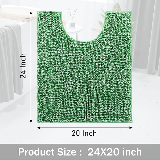 Yimobra Luxury Chenille U-Shaped Toilet Rug, Super Soft Shaggy Contour Bath Mat - Image 2