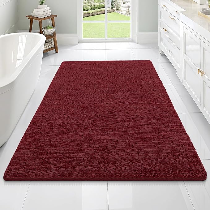 OLANLY Bathroom Rugs 70x46, Extra Soft Absorbent Chenille Bath Rugs, Rubber by OLANLY