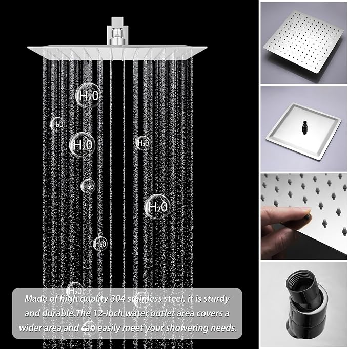 Polished Chrome Shower System Temperature Display Shower Set, Push Button - Image 3