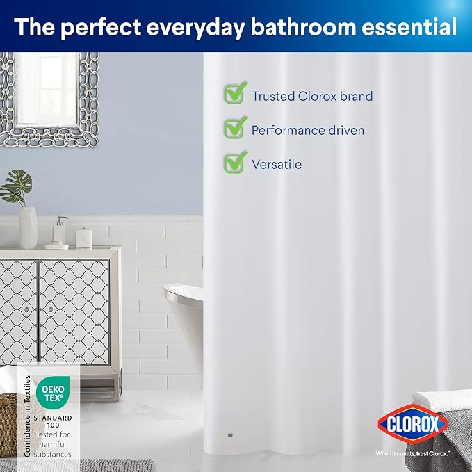 CLOROX Shower Curtain Liner, Premium Lightweight Flexible Waterproof 8g PEVA - Image 9