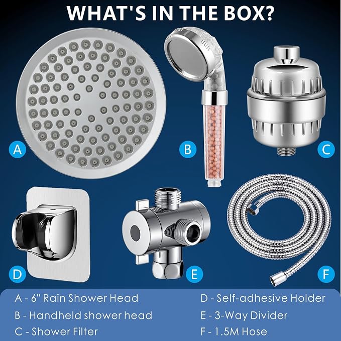Voolan Filtered Shower Head Set, High Pressure Rain Shower - Image 6