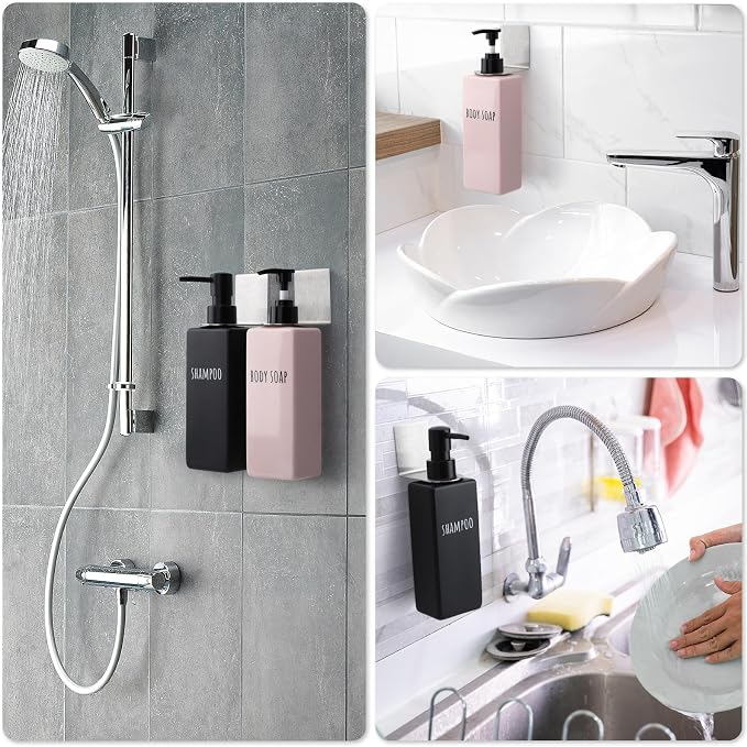 Segbeauty 3Pcs Adhesive Bottle Holder, Stainless Shampoo Bottle Holder - Image 6
