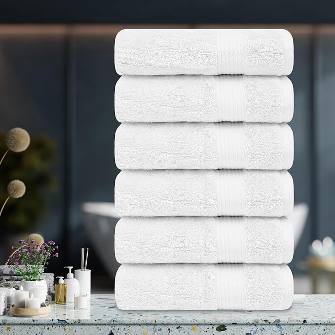 Ample Decor Hand Towel 18 X 28 Inch Pack of 6 600 GSM 100% Cotton, Soft - Image 2