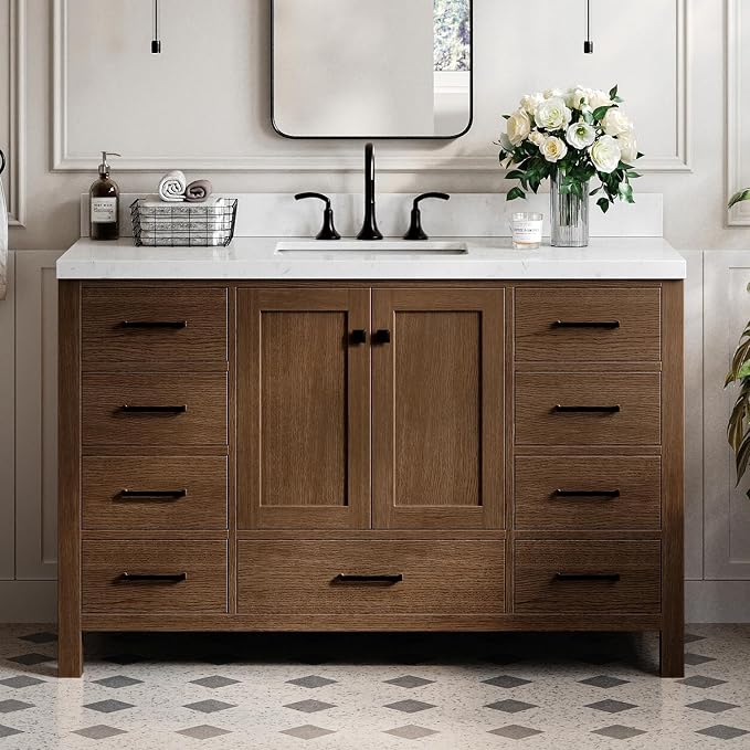 ARIEL Cambridge 54 Inch Single Rectangle Sink Bathroom Vanity by Ariel