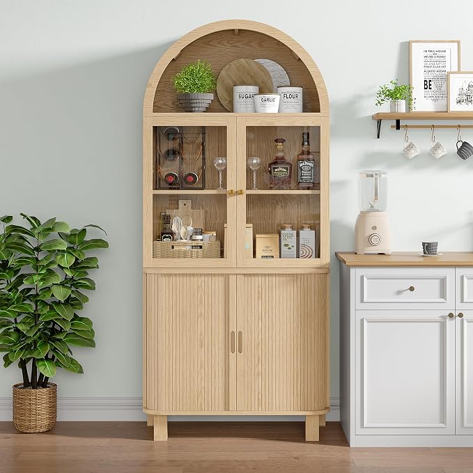 Alohappy Arched Kitchen Pantry, Modern Wood Kitchens Storage Cabinets by Alohappy