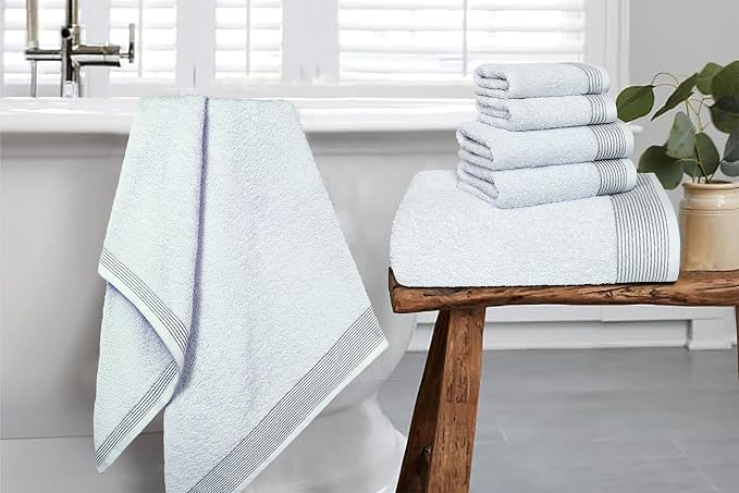 BELIZZI HOME 100% Cotton Ultra Soft 6pcs Towel Set, Includes 2 Bath, 2 Hand & 2 - Image 5