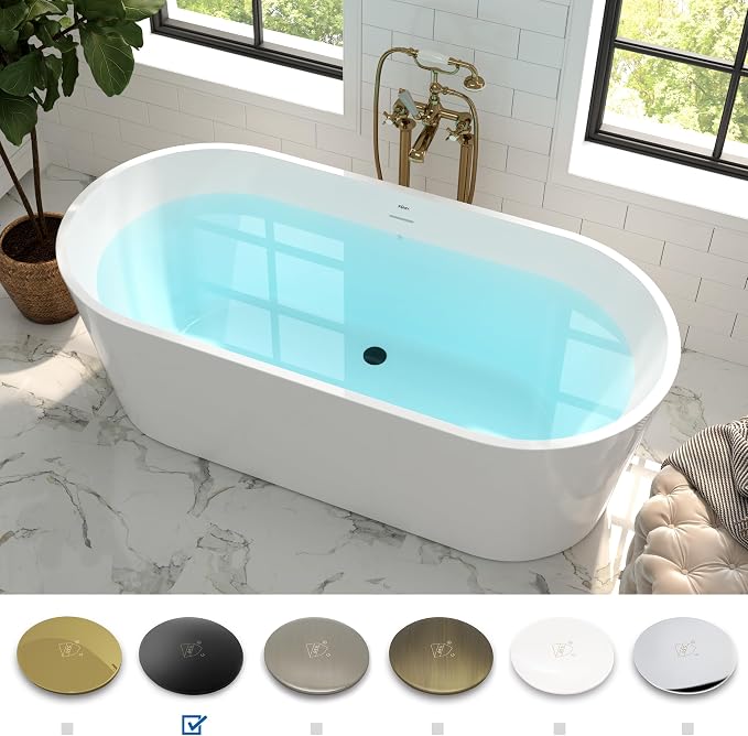 FerdY Shangri-La 67" Acrylic Freestanding Bathtub, Classic Oval Shape Acrylic - Image 3