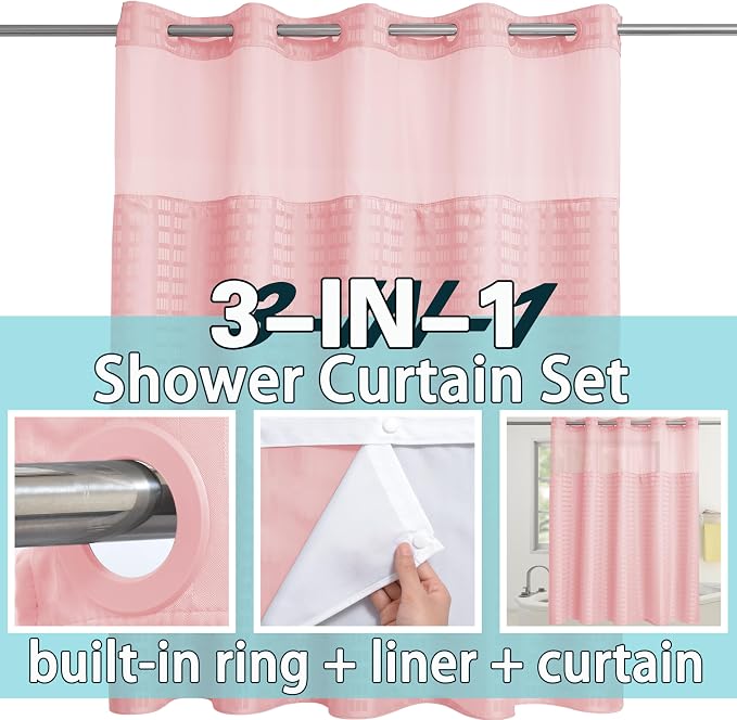 Extra Long No Hook Shower Curtain - Image 3