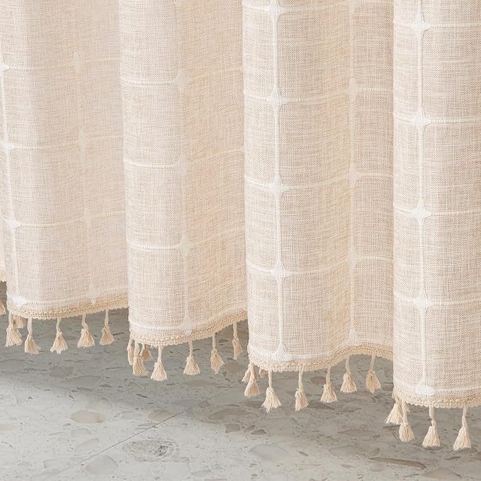 MitoVilla No Hooks Needed Boho Farmhouse Shower Curtain - Image 5