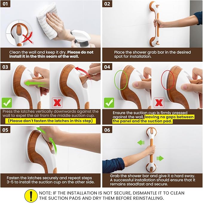 TAILI Shower Grab Bar 16 Inch Suction Cup Grab Bars - Image 4