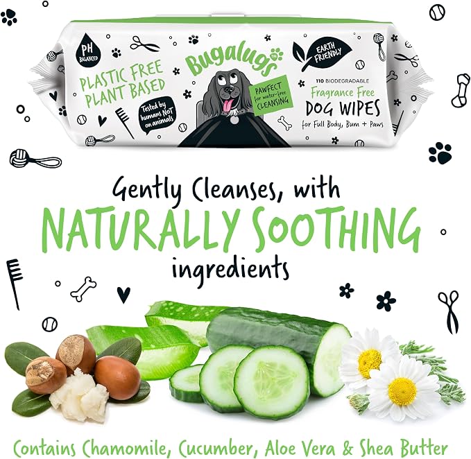 BUGALUGS Dog Wipes, 100% Plastic Free Biodegradable pet Wipes - Image 7