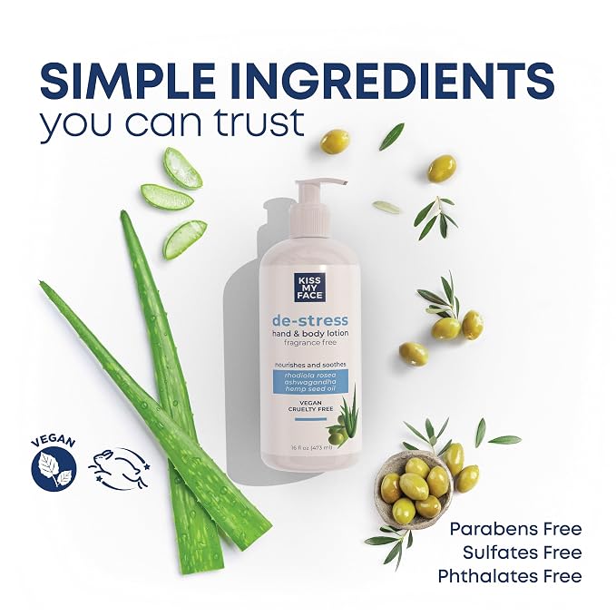 Kiss My Face De-Stress Hand & Body Lotion Fragrance Free - Image 2