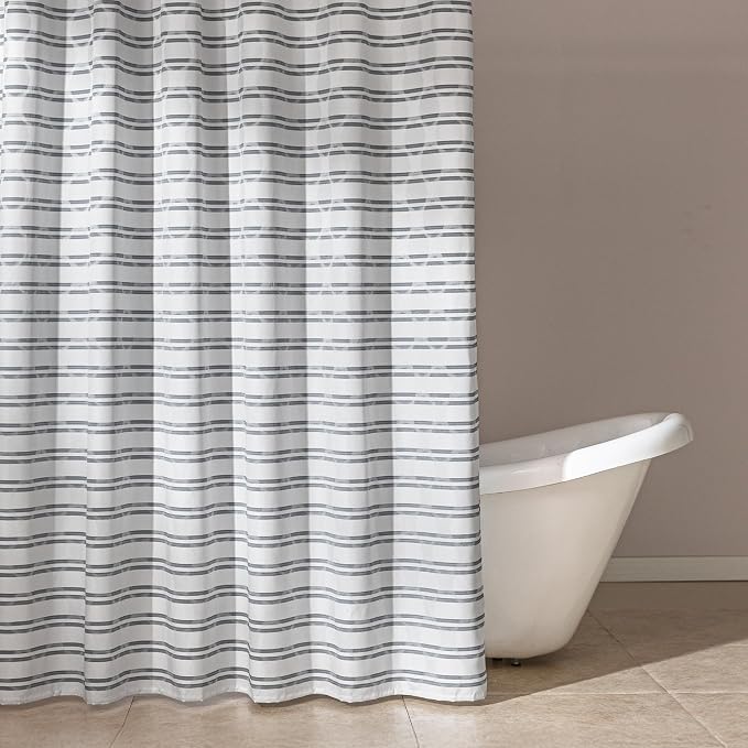 Amazon Basics Geometric Jacquard Fabric Shower Curtain by AmazonBasics