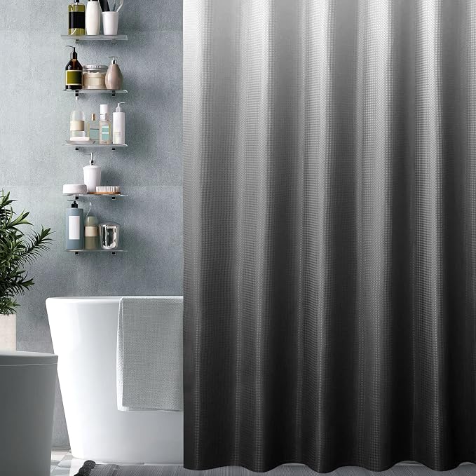 Gibelle Long Shower Curtain 72 x 78, Tall Black Ombre Shower Curtain - Image 6