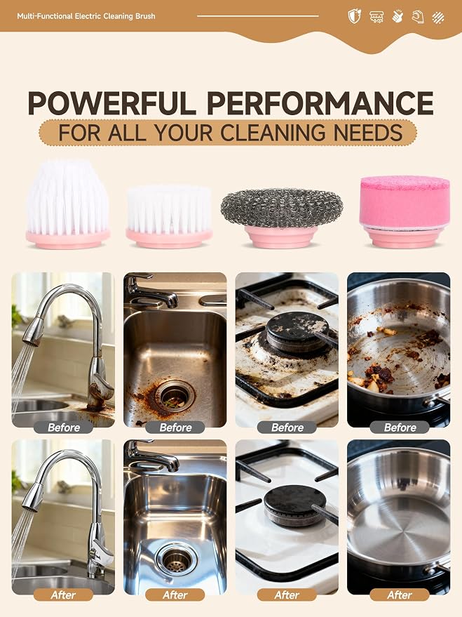 Electric Spin Scrubber, Cordless Cleaning Brushes, Gift - Image 3