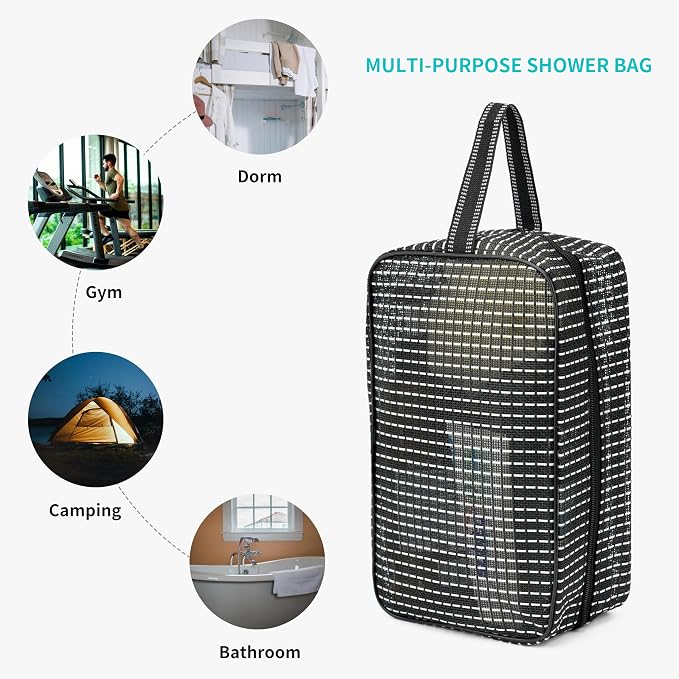 Mesh Shower Caddy Bag for Bathroom Gym Camping Portable Travel Mesh Toiletry - Image 4