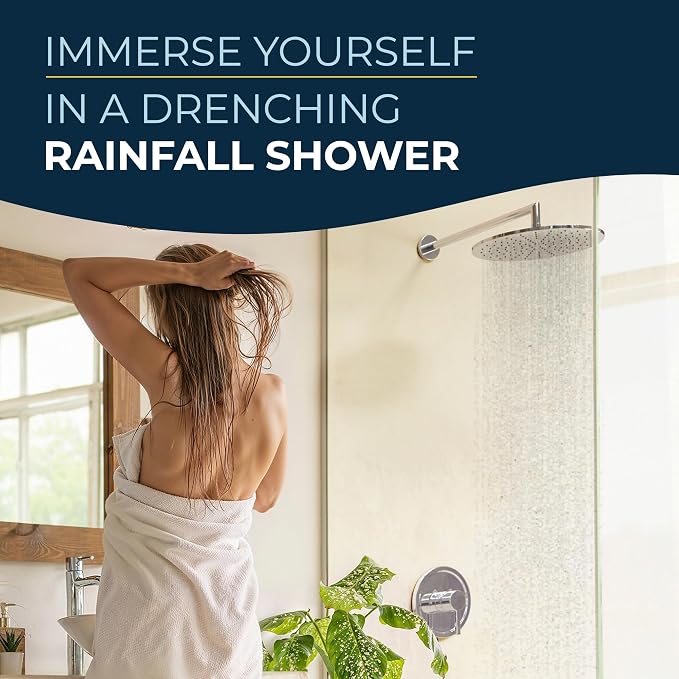HammerHead Showers® Solid Metal 12 Inch Rainfall Shower Head, Large Rain Shower - Image 2