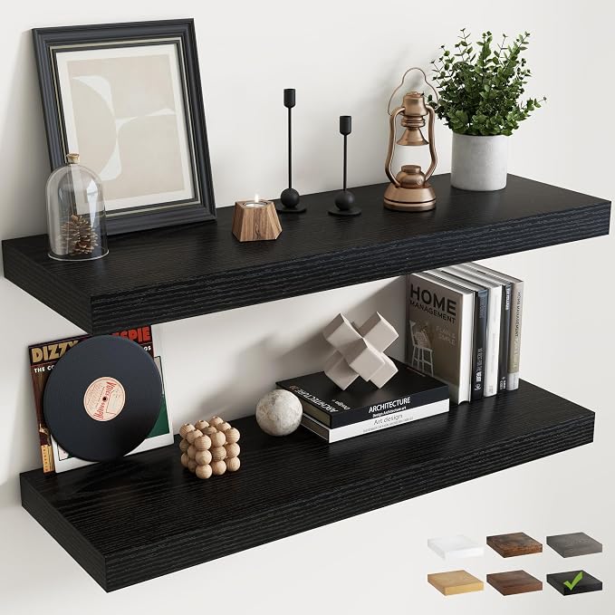 40 Inch Long Floating Shelves for Wall Set of 2, Easy Install Engineered Wood by Marsmiles