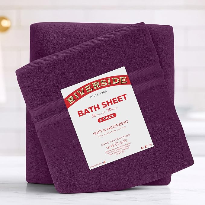 RIVERSIDE Pack of 2 Extra Large Bath Sheets 35 x 70 Inches - Image 7