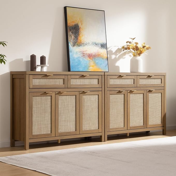 SICOTAS Rattan Sideboard Buffet Cabinet - Image 6