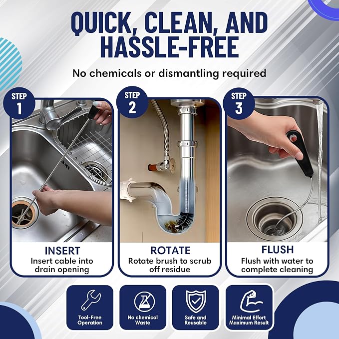 48" Flexible Long Pipe Brush | AC Drain Cleaner Tool | Sink Line Unclogger | - Image 6
