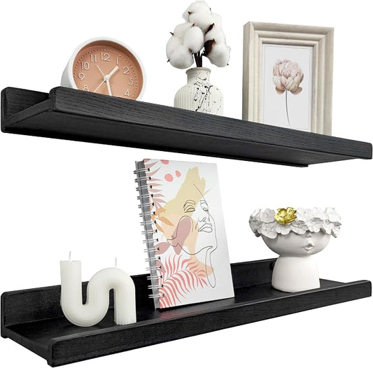 Wood Wedge Floating Shelves for Wall 24 inch, Photo & Picture Ledge, Kids Book by WoodWedge