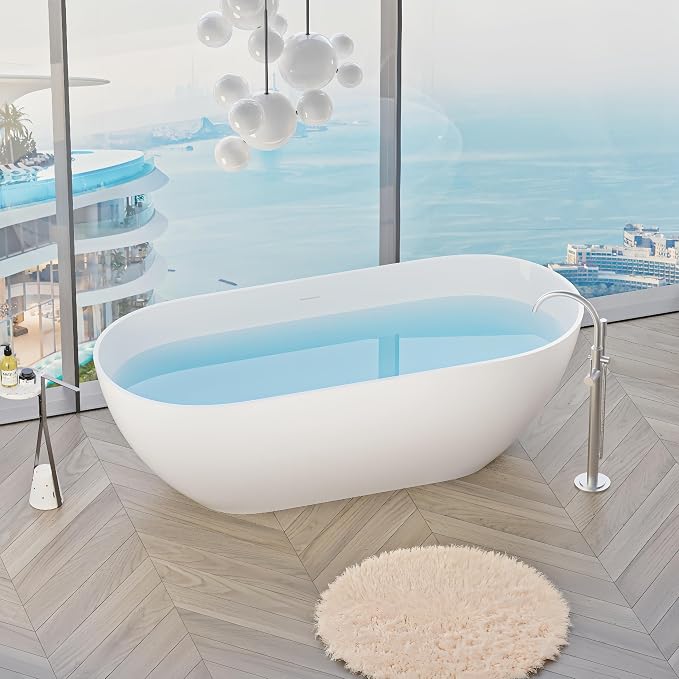Abruzzo 59" Freestanding Bathtub Solid Surface - Image 2