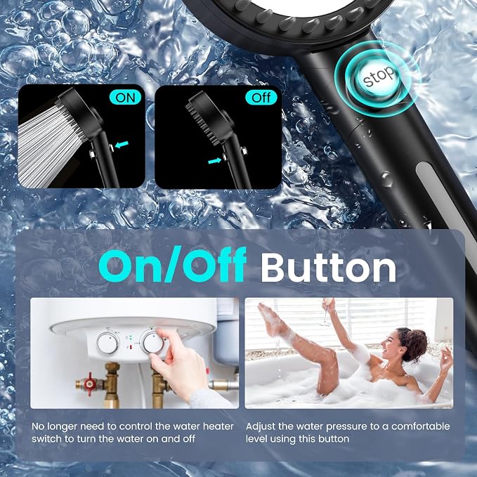 Filtered Shower Head with Handheld, High Pressure 4 Spray Mode Showerhead with - Image 6
