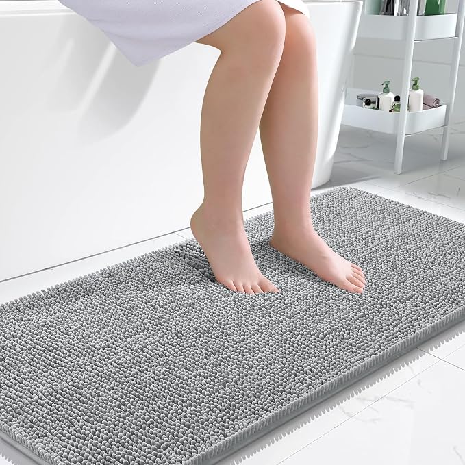 OLANLY Bathroom Rugs 47x24, Extra Soft Absorbent Chenille Bath Rugs, Rubber by OLANLY