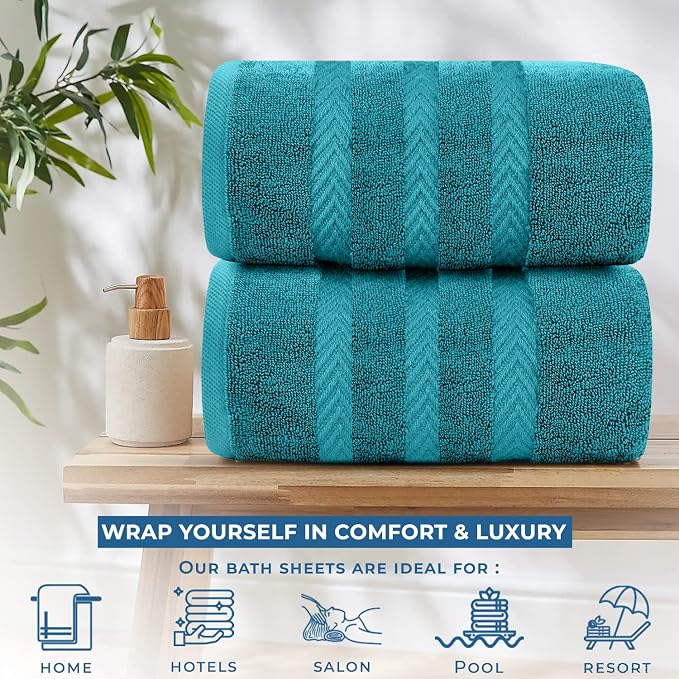 DAN RIVER 2 Pack Luxury Bath Sheets 35x70, 600 GSM, Soft & Quick Dry 100% Ring - Image 6