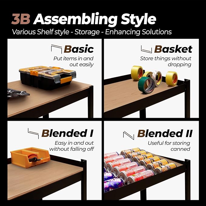 HOMEDANT House 5 Tier Laminated Metal Shelving Unit Adjustable Storage Utility - Image 6