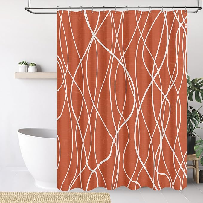 Tititex Morden 140gms Faux Linen Fabric Bath Shower Curtain Set Textured Fabric - Image 7