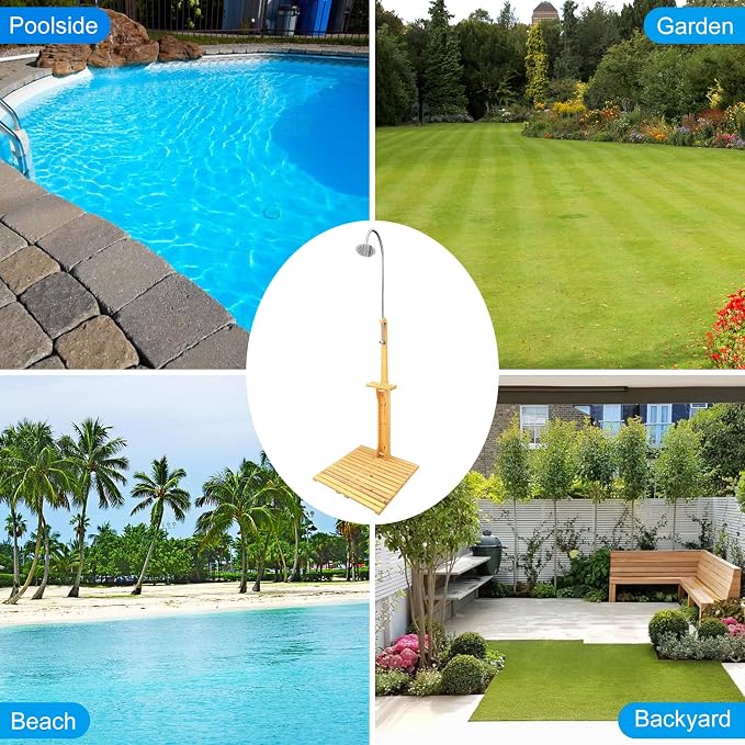 Outdoor Shower, Solid Wood Outdoor Shower and Steel Construction - Image 3