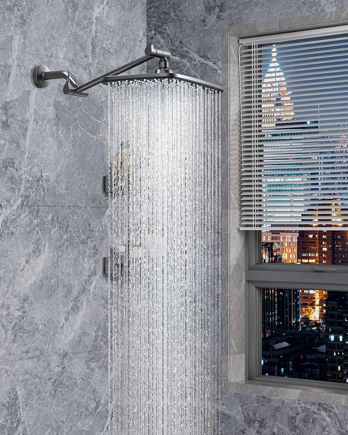 Veken 11.8" Black Rain Shower Head, Rectangular Rainfall Showerheads by Veken