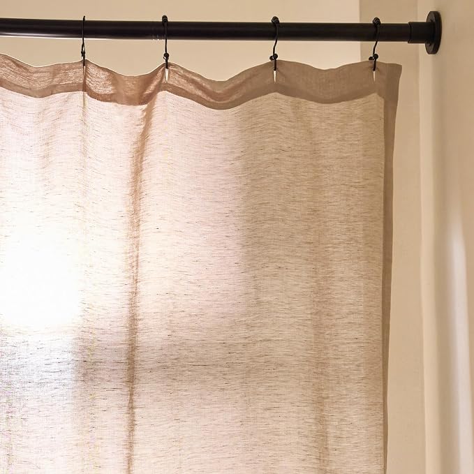 Preston Lane Stonebridge Linen Cotton Shower Curtain, Fabric Bathroom Curtain - Image 2