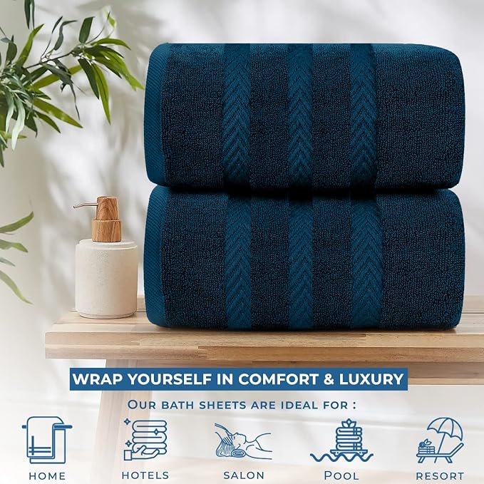 DAN RIVER 2 Pack Luxury Bath Sheets 35x70, 600 GSM, Soft & Quick Dry 100% Ring - Image 6