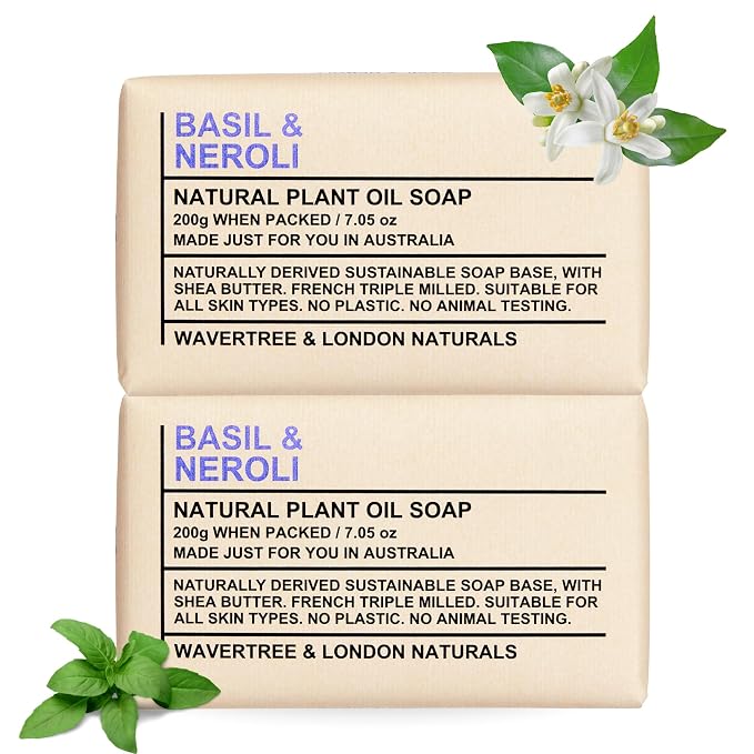 Wavertree & London Basil & Neroli Scented Natural Soap Bars, 7oz Moisturizing by AustralianNaturalSoap