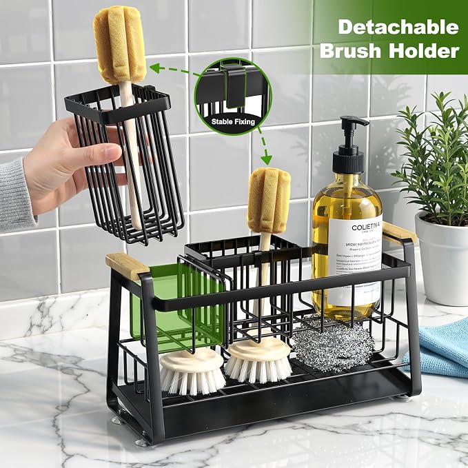 Housolution Sponge Holder for Kitchen Sink, 2-Tier Sink Caddy Organizer - Image 4