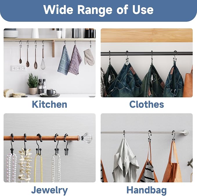 Titanker Shower Curtain Hooks Rings, Rust Resistant Metal Double Glide Shower - Image 5