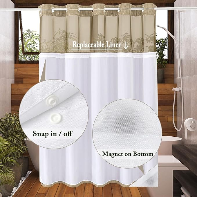 Gibelle Long Shower Curtain 72x80, Waffle Weave Bathroom Shower Curtain - Image 3