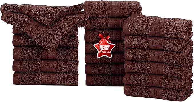 Ample Decor Set of 20 Wash Cloths 12 X 12 Inch 100% Cotton 600 GSM, Lightweight by AmpleDecor