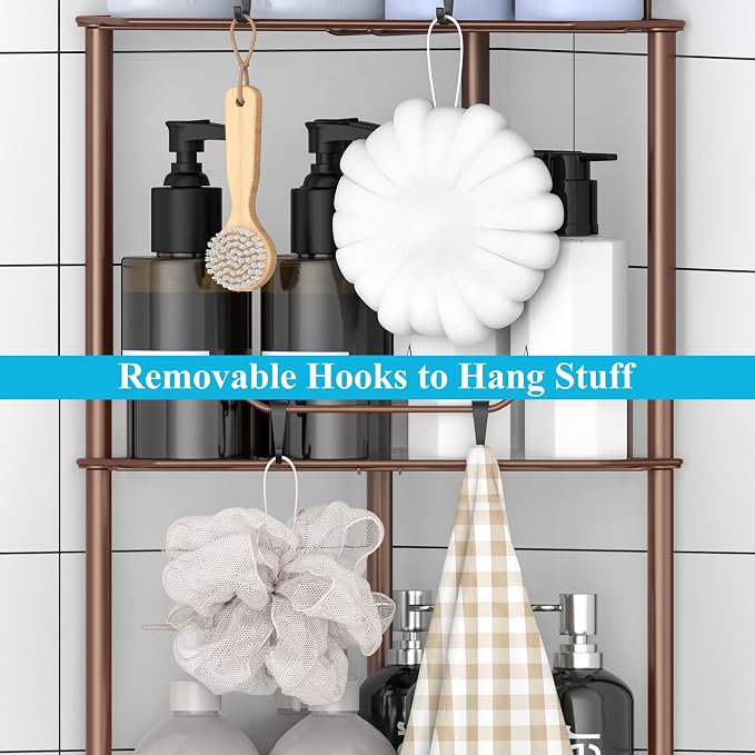 4 Tier Floor Standing Corner Shower Caddy Organizer Shelf - Image 4
