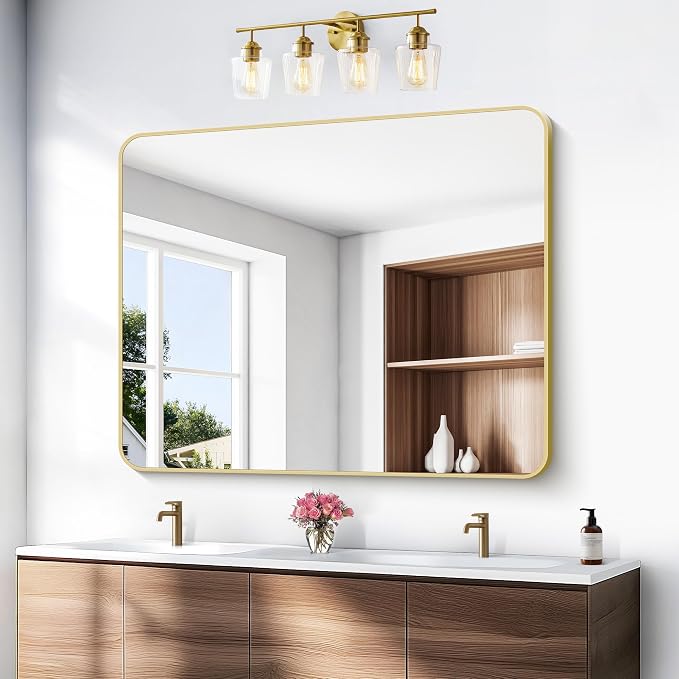BONEWEI Gold Bathroom Mirror, 40x48 inch Wall Mirror - Image 2