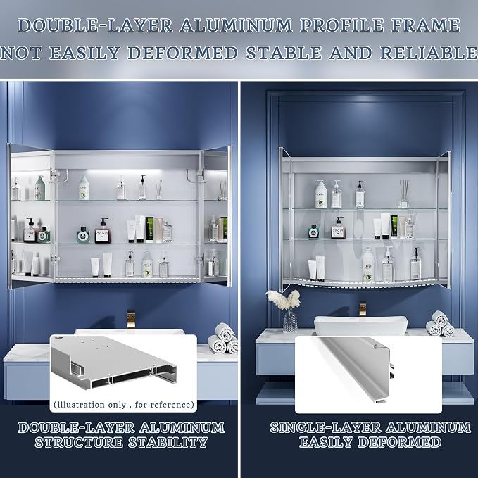 ExBrite LED Lighted Bathroom Medicine Cabinet - Image 7