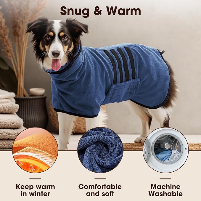 Microfibre Dog Bathrobe Towel Wrap Super Absorbent Dog Drying Coat Bath Robe - Image 3