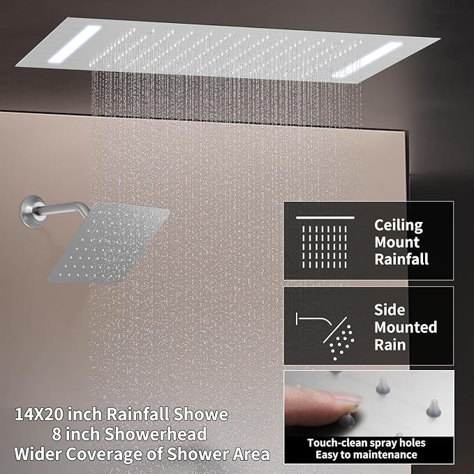 Digital Display Shower System Brushed Nickel Shower Faucet Set - Image 3