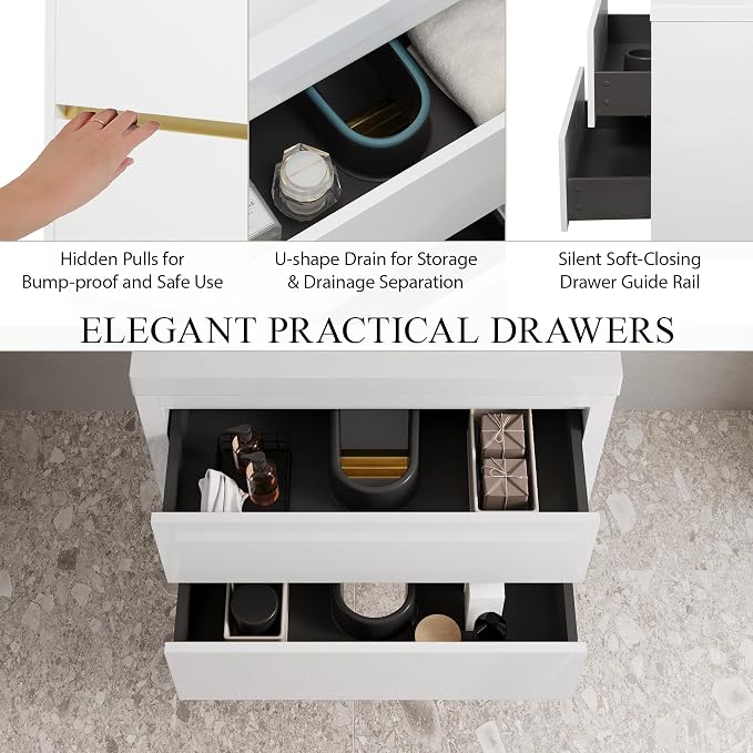 Modern 30" Wall-Mounted Bathroom Vanity - Image 3