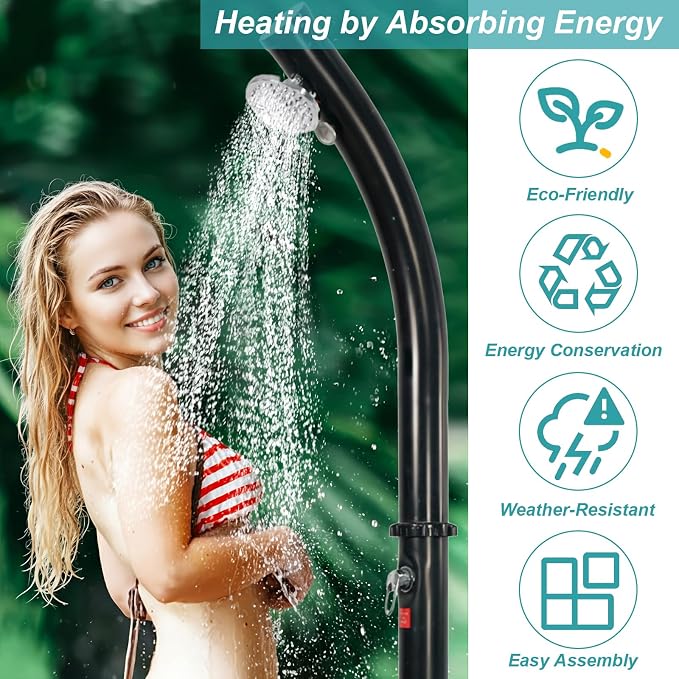 4.8 Gallon Solar Heated Outdoor Shower, 7 FT Freestanding Outside Shower - Image 5